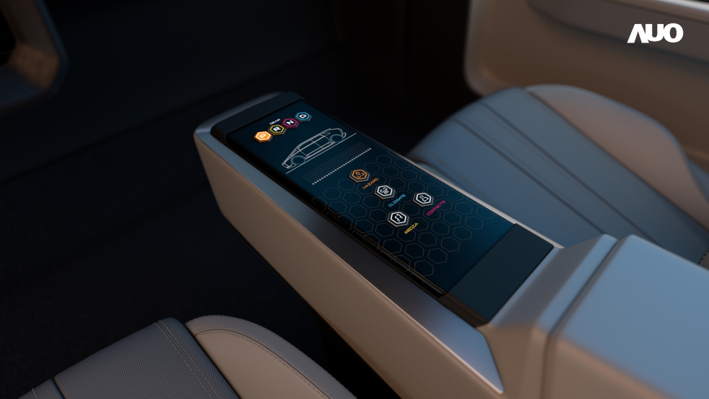 熊猫体育以人性化设计打造多变形态中控显示(Morphing Center Control)，不使用时仅平面显示信息，进行操作时，显示器则会动态隆起，转变成3D实体按钮，并有触觉回馈，展示人机互动新体验