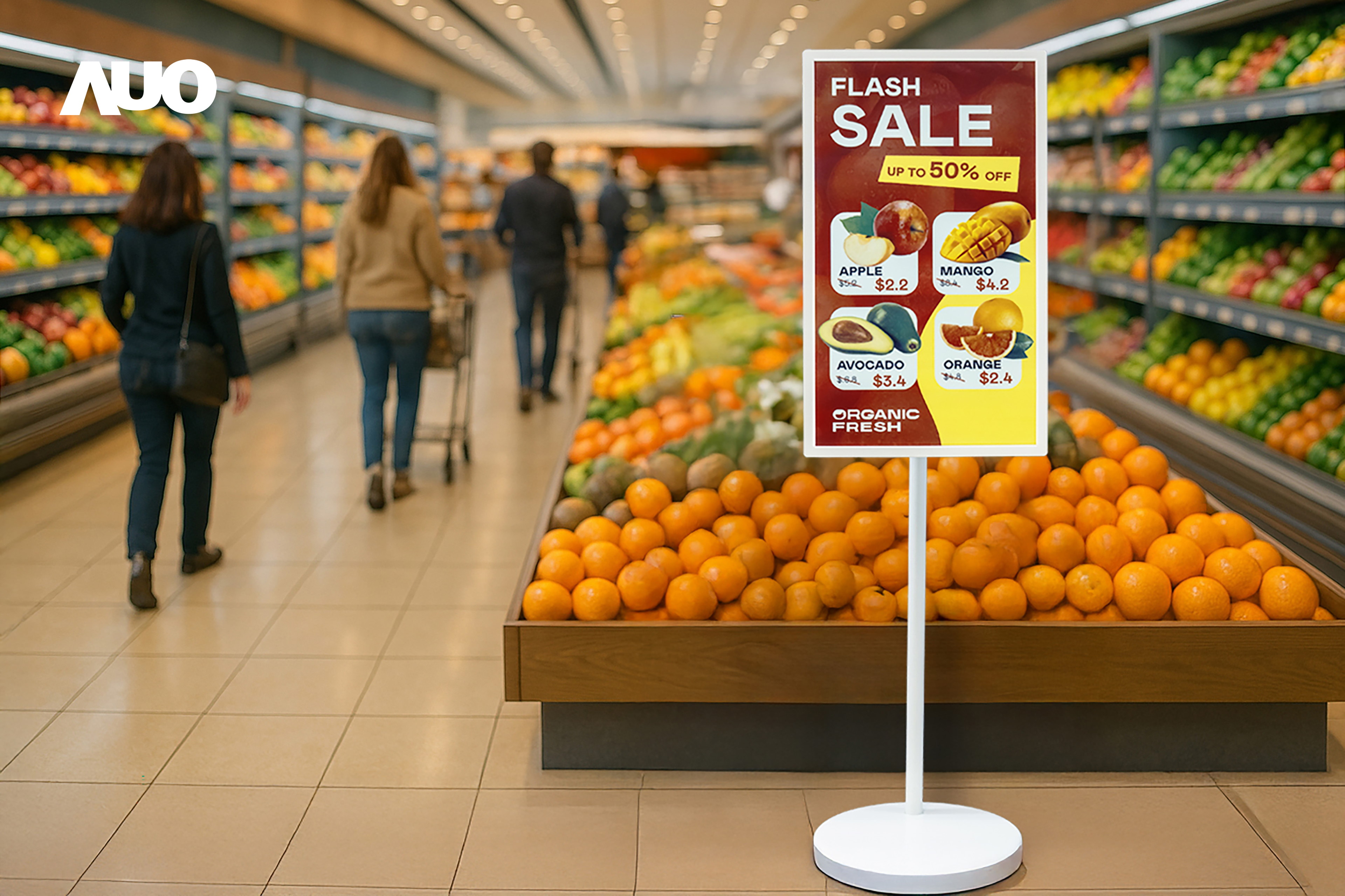 達擎首亮相低功耗、全彩的「aecoPost電子紙解決方案」，僅在更新畫面時需要微量的電力驅動，無需佈建電線的便捷設計，使其可靈活應用、隨意置放，並可透過雲端或行動裝置app，輕鬆管理及排程廣告內容，晉升店頭行銷利器。